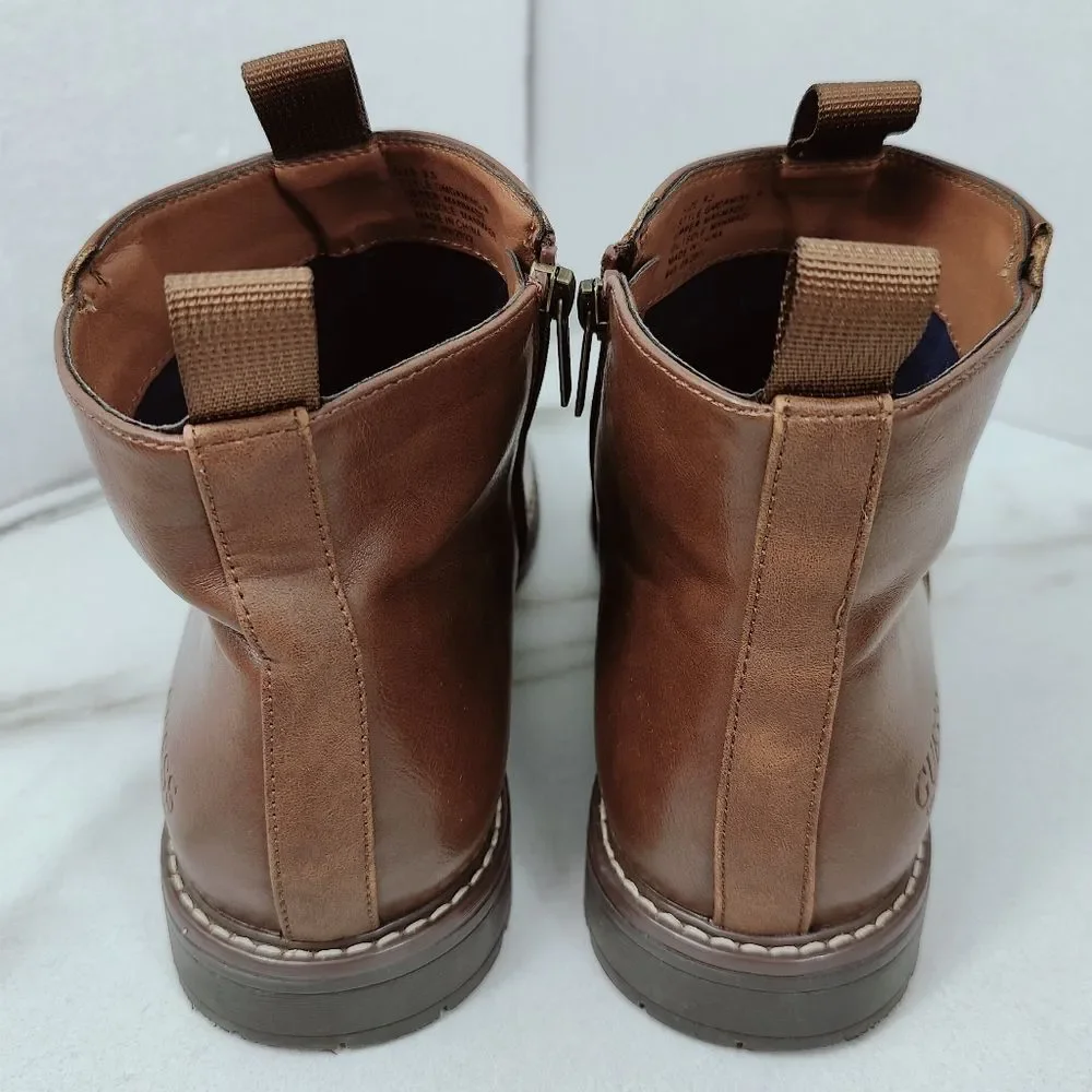 Guess Men Gmdaming Brown Faux Vegan Leather Side Zip Chukka Ankle Boots, Sz 9.5